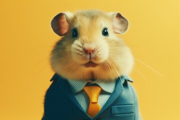 Anthropomorphic hamster dressed in a suit like a businessman. Business Concept. AI generated, human enhanced