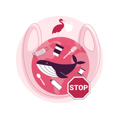 Plastic pollution abstract concept vector illustration. Plastic ocean, environmental issue, climate change, single-use products, global pollution problem, non-recyclable waste abstract metaphor.