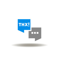 Vector illustration of speech bubble and thx abbreviation. Icon of thank you. Symbol of thanks, greeting.