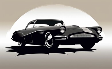 Obraz premium classiv car illustration, black and white, generative ai