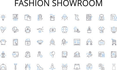 Fashion showroom line icons collection. Logistics, Distribution, Integration, Efficiency, Collaboration, Planning, Procurement vector and linear illustration. Generative AI