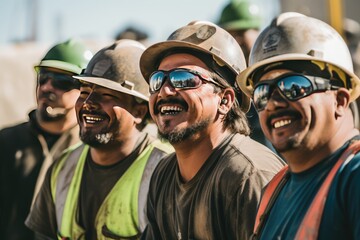 Positive and motivated construction crew on a building project