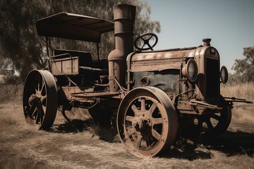 Fototapeta na wymiar An icon of an antique farm vehicle. Generative AI