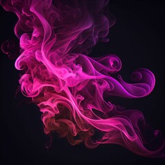 Obraz na płótnie Canvas Pink splash smoke wave on black background. Generative AI.