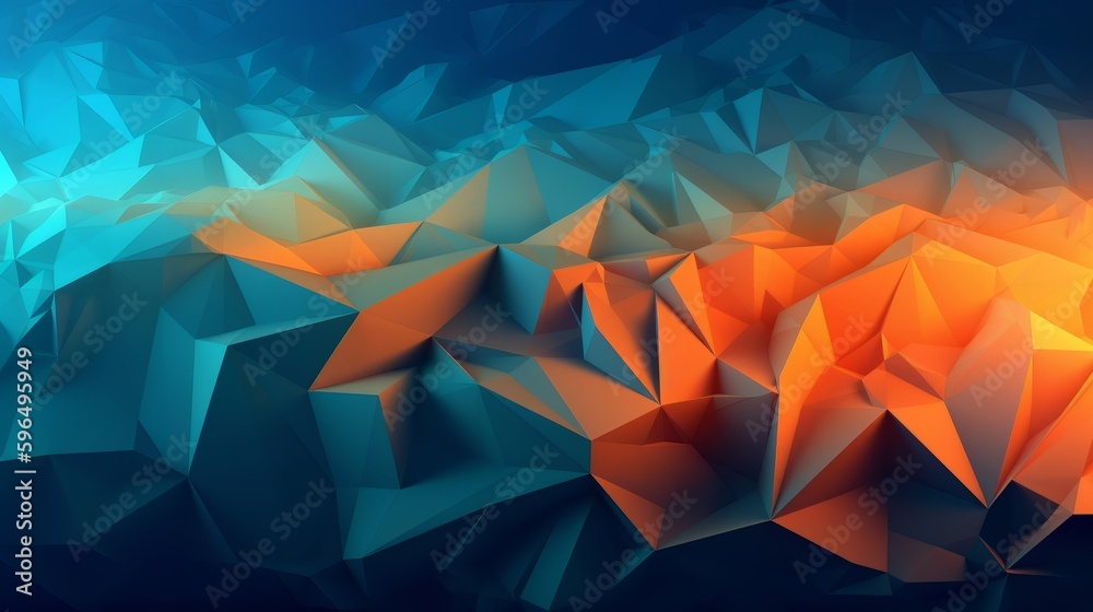Aufkleber blue orange gradient digital polygons. generative ai