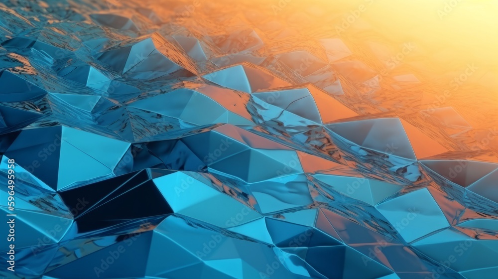 Aufkleber blue orange gradient digital polygons. generative ai