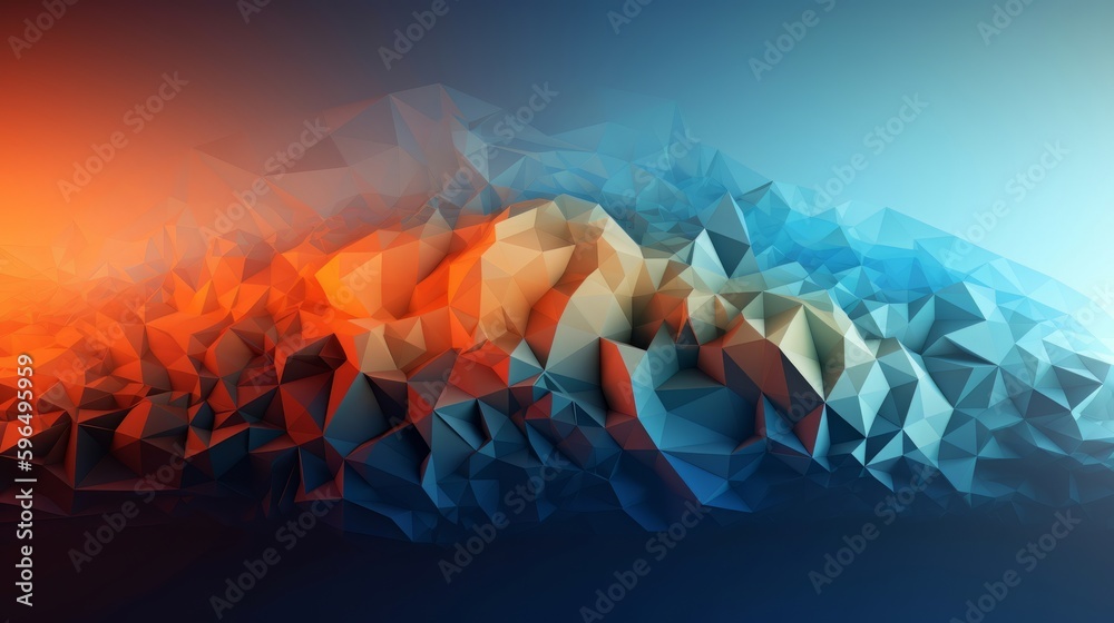 Aufkleber blue orange gradient digital polygons. generative ai