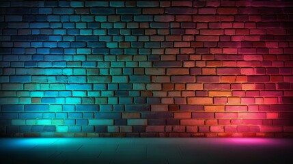 Abstract background brick wall with neon light. Generative ai