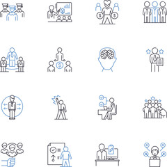 Gents' work line icons collection. Occupation, Productivity, Business, Professionalism, Employment, Goals, Dedication vector and linear illustration. Generative AI