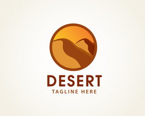 circle mountain desert logo symbol design template illustration