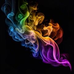 Fototapeta na wymiar Multicolor splash smoke wave on black background. Generative AI.