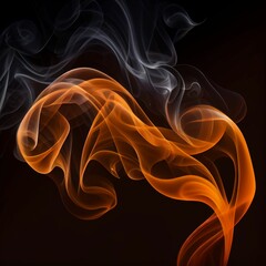 Orange splash smoke wave on black background. Generative AI.