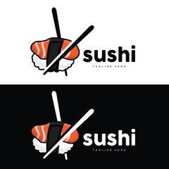 Sushi Logo, Japanese Fast Food Design, Vector Icon Template Symbol