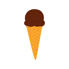 Soft serve ice cream in waffle cone isolated summer dessert. Vector gelato sweet ice-cream takeaway snack. Cold refreshing italian sundae in wafer