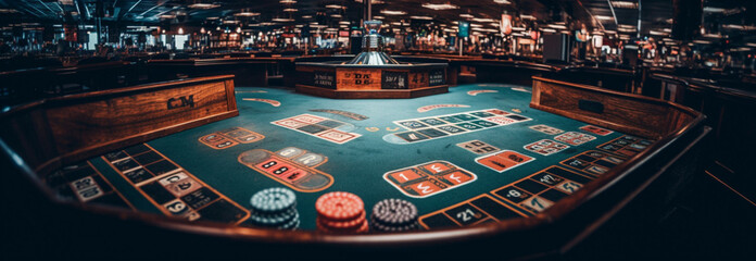 table at the casino,background blurry casino  Generative AI