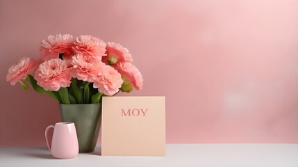 pink tulips in a vase Mother's day mockup