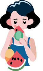 People is eating summer fruit png graphic clipart design