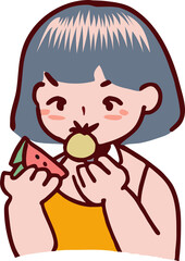 People is eating summer fruit png graphic clipart design