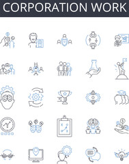 Corporation work line icons collection. Relaxation, Rejuvenation, Pampering, Serenity, Wellness, Unwinding, Escaping vector and linear illustration. Tranquility,De-stress,Detoxification Generative AI