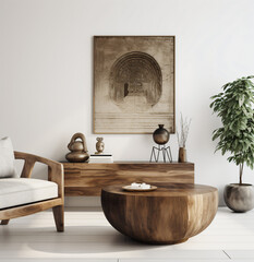 modern living room, poster mockup, minimalistic design, 