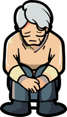 Old person is lonely png graphic clipart design