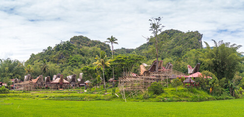 traditional houses of tana toraja in londa village, indonesia