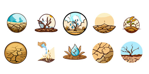 Drought vector set collection graphic clipart design