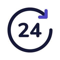 24 hours line color icon