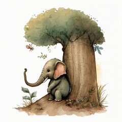 Elephant on Tree: A Lonely and Sad Sight (ai generated)