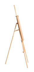 Wooden easel with board isolated on white. Artist's equipment