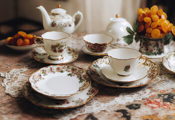tea tableware set created with Generative AI technology