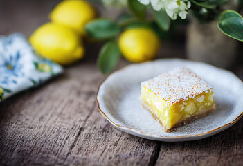 Vegan Lemon Cake Slice created with Generative AI technology