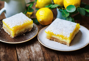 Vegan Lemon Bars created with Generative AI technology