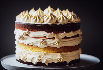 Vegan Passionfruit Meringue Cake created with Generative AI technology
