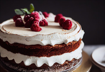 Vegan Meringue Cake created with Generative AI technology