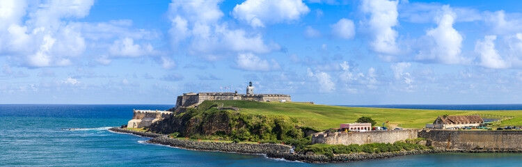 Fototapeta na wymiar National park Castillo San Felipe del Morro Fortress in old San Juan, Puerto Rico, UNESCO site.