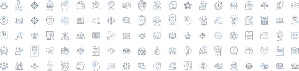 Trade connections line icons collection. Commerce, Exchange, Bartering, Transactions, Importing, Exporting, Relationships vector and linear illustration. Generative AI