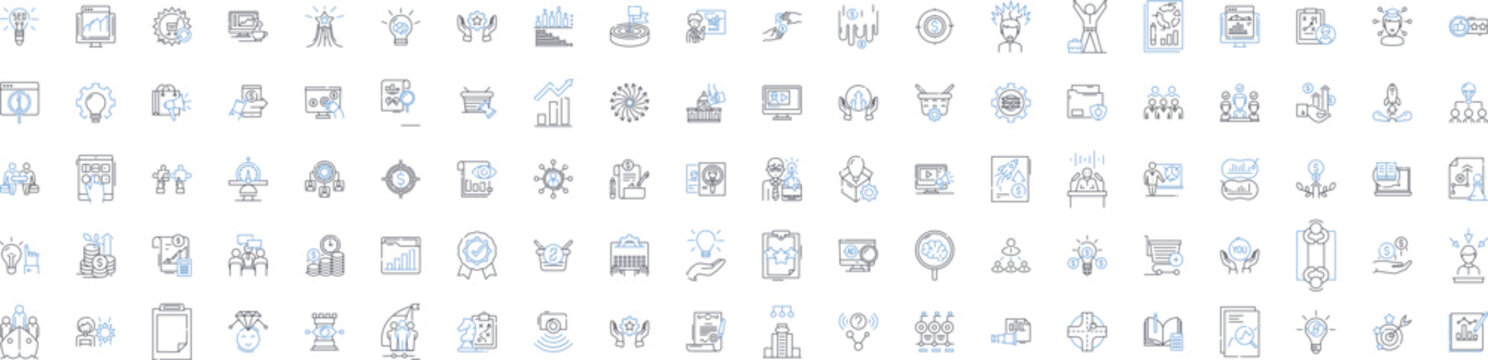 Project Planning line icons collection. Organize, Schedule, Budget, Tasks, Timeline, Resources, Scope vector and linear illustration. Deliverables,Milests,Communication outline signs set Generative AI