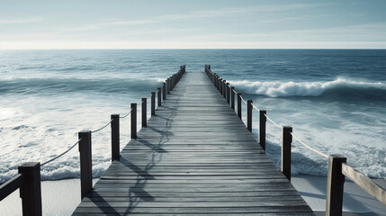 Obraz premium The Pier to Infinity: A Captivating Photo of the Sea and the Sky