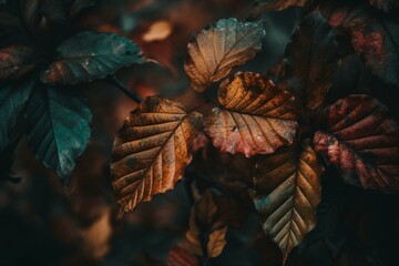 Colorful autumn leaves on a background. Generative AI