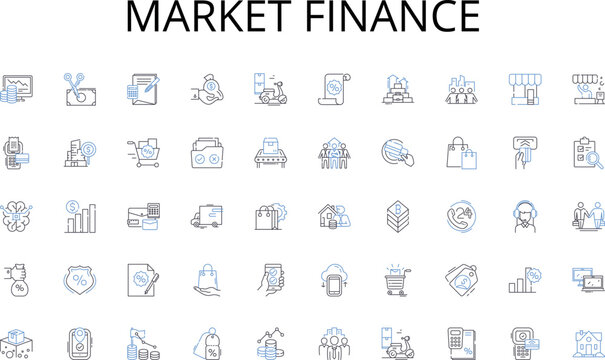 Market finance line icons collection. Snacks, Drinks, Quick, Easy, Neat, Organized, Efficient vector and linear illustration. Munchies,Coffee,Tea outline signs set Generative AI
