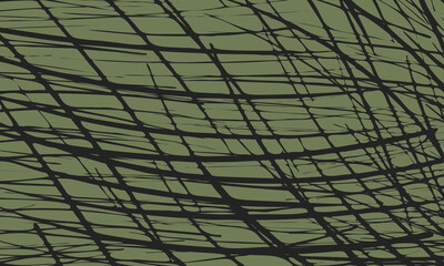 Abstract pattern of black lines on a green background. Composition in the form of an arbitrary two-color background. Vector illustration, EPS 10.