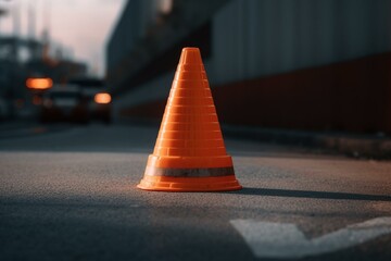 Vibrant high-res image of a traffic cone for construction or roadway projects. Generative AI
