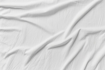 White wrinkled fabic texture rippled surface,Close up unmade bed sheet in the bedroom after night...