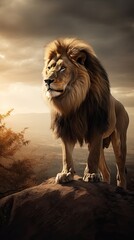 Regal Majesty: Lion on the Cliff 1. Generative AI