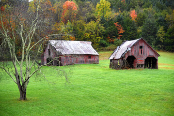 Appalachian Farm With Two Barns
