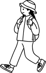 ハイキングする女性のベクターイラスト