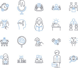 Fototapeta premium Skill improvement line icons collection. Mastery, Development, Refinement, Growth, Advancement, Enhancement, Transformation vector and linear illustration. Progress,Empowerment,Learning Generative AI