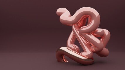 pink tube abstract illustration isolated on dark background.