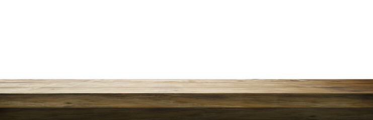 empty wooden table for various uses with transparent PNG background - easy modification
